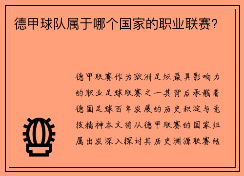 德甲球队属于哪个国家的职业联赛？